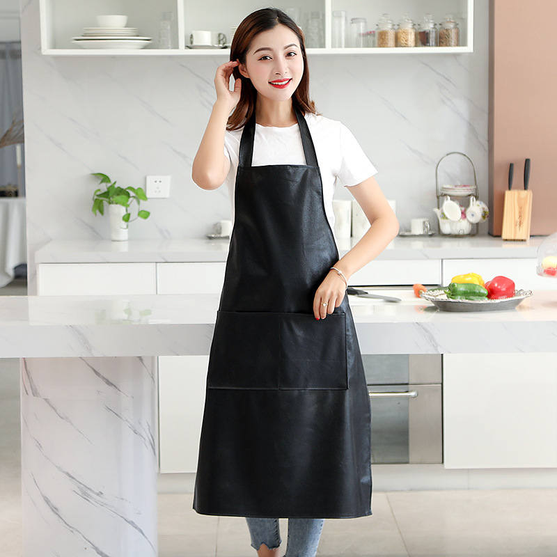 블랙 더블 포켓 넥 앞치마