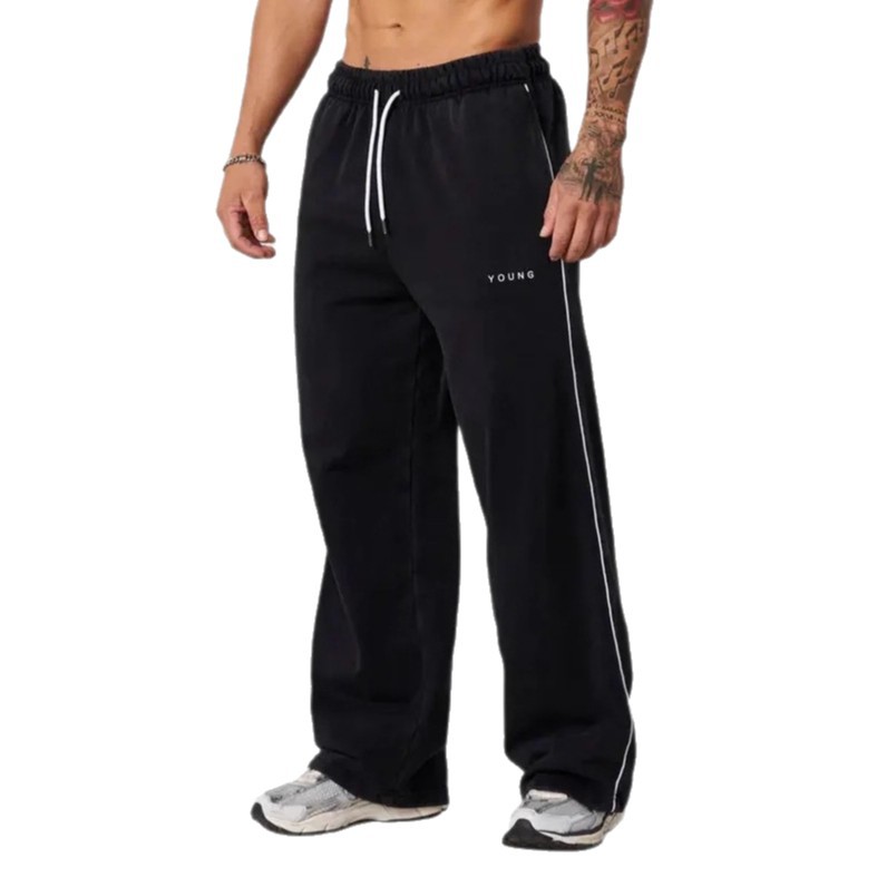 Europa y los Estados Unidos Youngla retro americano pantalones deportivos de hombre simple relajado casual cintura elástica pantalones largos