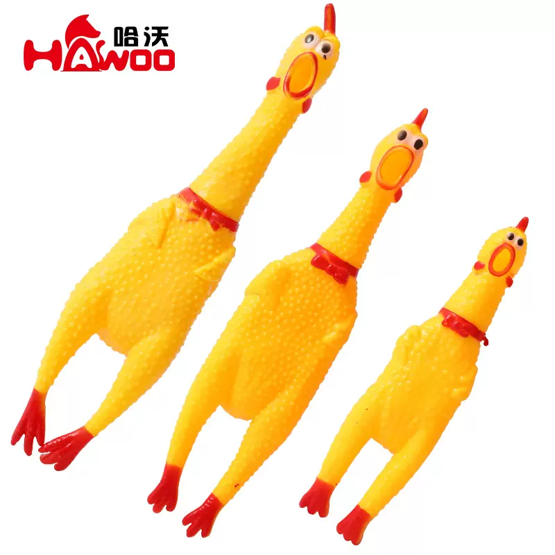 跨境热销搪胶尖叫鸡宠物玩具批发 发声惨叫鸡狗狗互动解闷玩具