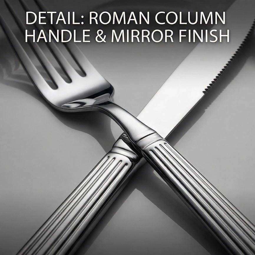 OZON conjunto de cubiertos de columna romana 6 piezas principales espejo pulido cubiertos de hotel cuchillo de comida occidental tenedor cuchara cuchillo de filete