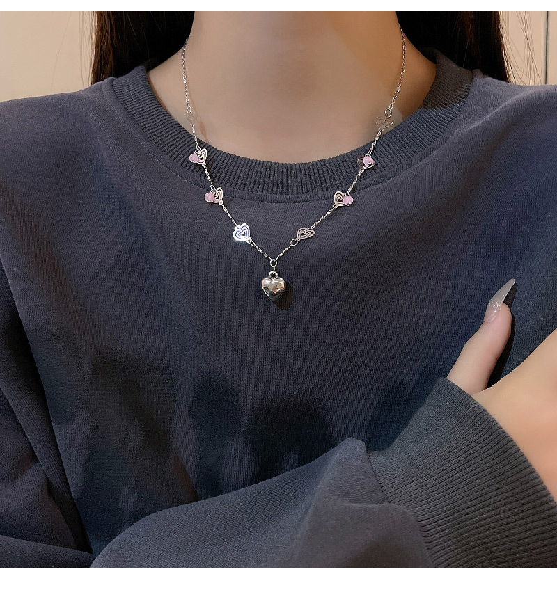 INS Style Heart Shape Titanium Steel Plating Pendant Necklace 1 Piece