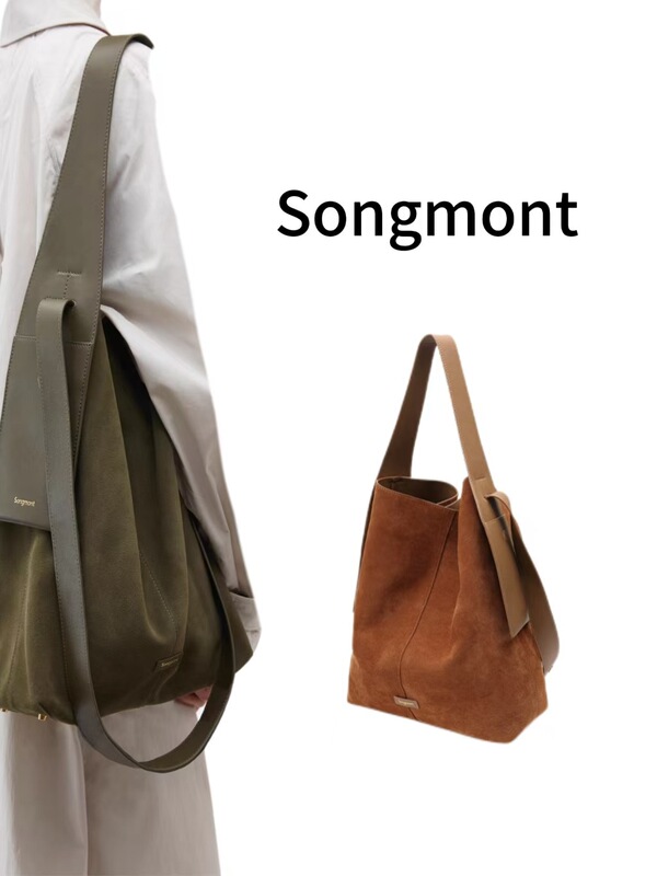 【在庫あり】Songmont 山下裕松 スエード イヤーハンギングトートバッグ 大容量 通勤 ショルダー クロスボディバッグ|undefined