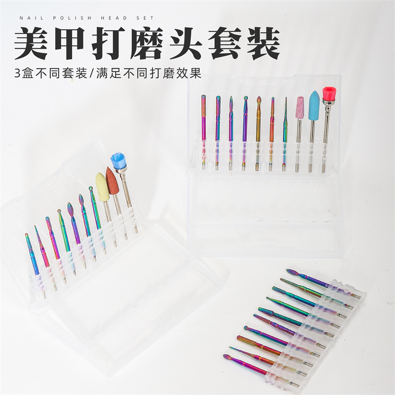 Cruzar la frontera dedicada galvanoplastia de acero de tungsteno traje de cabeza de pulido de uñas removedor de piel muerta herramientas de molienda de diamante 10 unidades