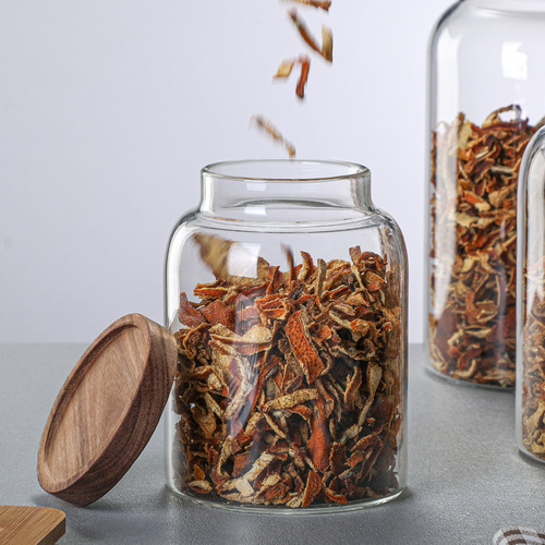 Glass sealed jar with lid, dried tangerine peel storage jar, special tea jar, food-grade traditional Chinese medicine, large sample display bottle