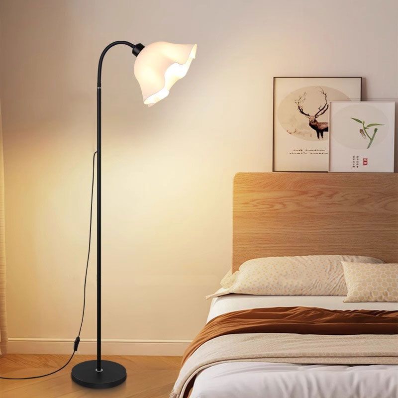 Floor Lamp Living Room Sofa Vertical Table Lamp Nordic Simple Modern Bedroom Bedside Cream Style Flower Reading Lamp