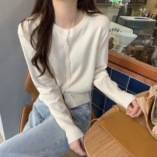 Early autumn Korean version of loose knitted long-sleeved all-match single-breasted cardigan coat, blouse, outer dress, women's trade cross-border