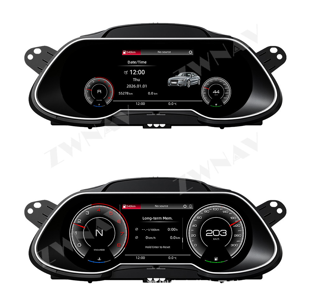 Suitable for 2009-2016 Audi A4L models, this is a complete LCD instrument cluster upgrade, featuring a multi-functional car odometer and speedometer