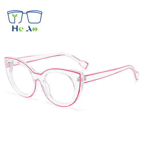 禾傲 新款猫眼时尚防蓝光平光镜欧美女士ins前卫潮流个性百搭眼镜