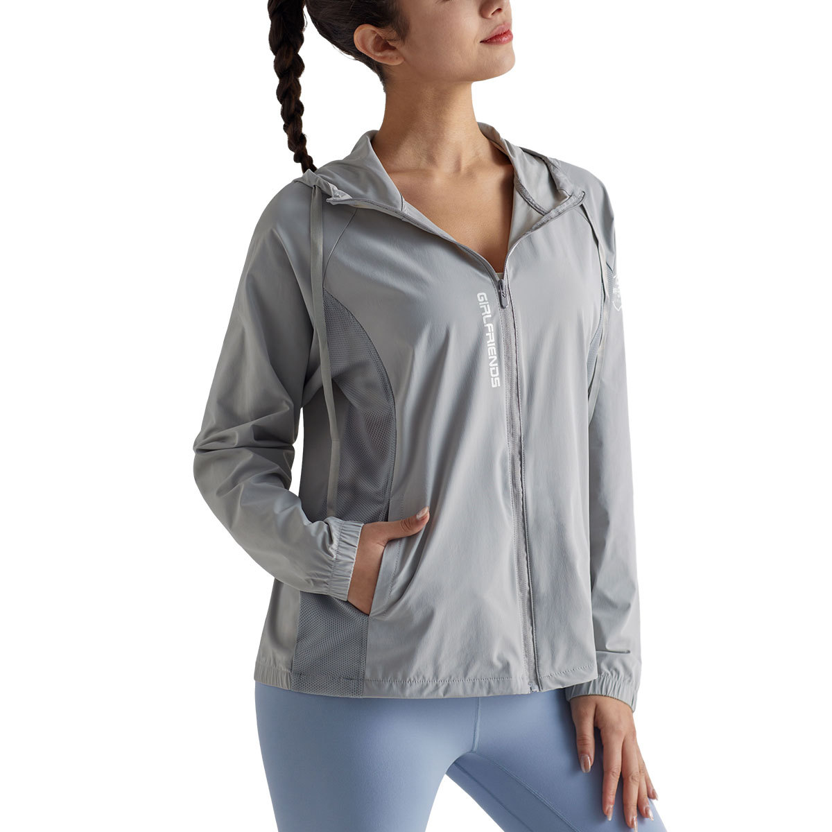 Ropa de protección solar refrescante para mujer UPF50+, chaqueta con capucha anti-UV para exteriores, holgada, de secado rápido, ligera y transpirable.