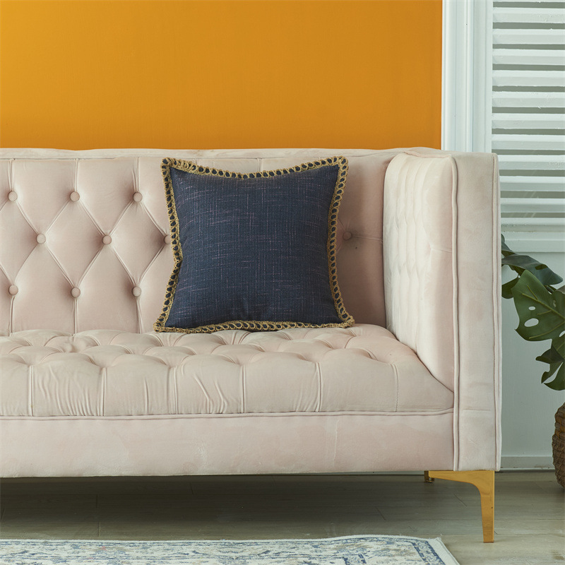 Housse de coussin de canapé décorative tissée en lin de couleur unie simple de style nordique nouvelle taie d'oreiller de décoration pour la maison_voghion.com
