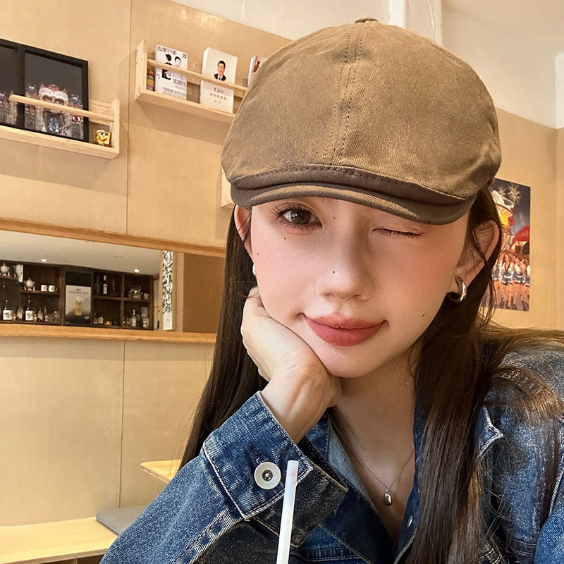美ラード風復古前進帽女顕顔小鴨舌ベレー帽春秋新作新聞子供帽子小頭囲潮|undefined