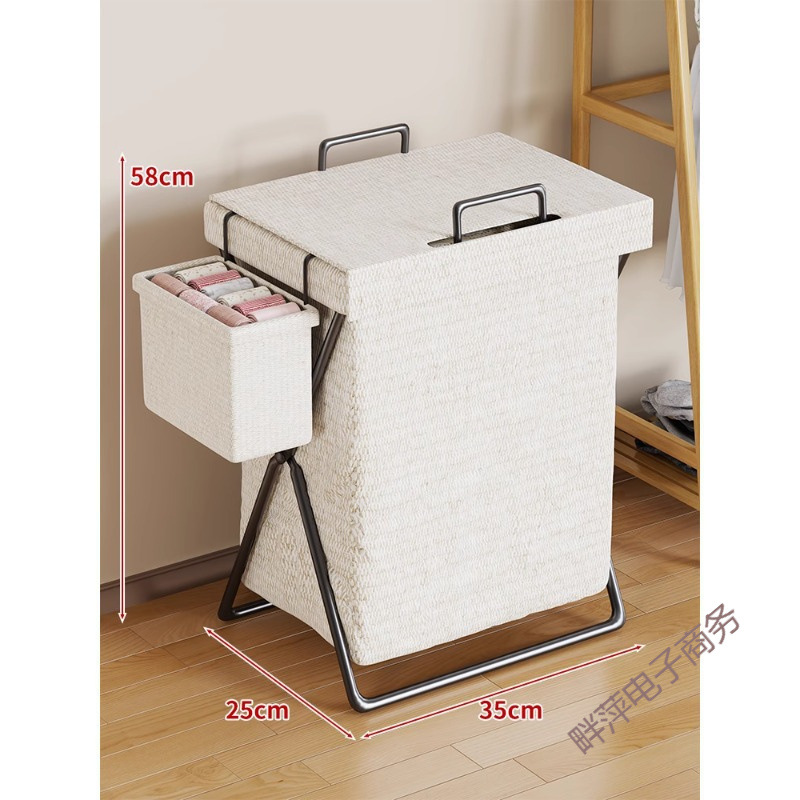 Foldable Laundry Basket, foldable bedroom storage bin, fabric hamper with side sock pocket, multi-size