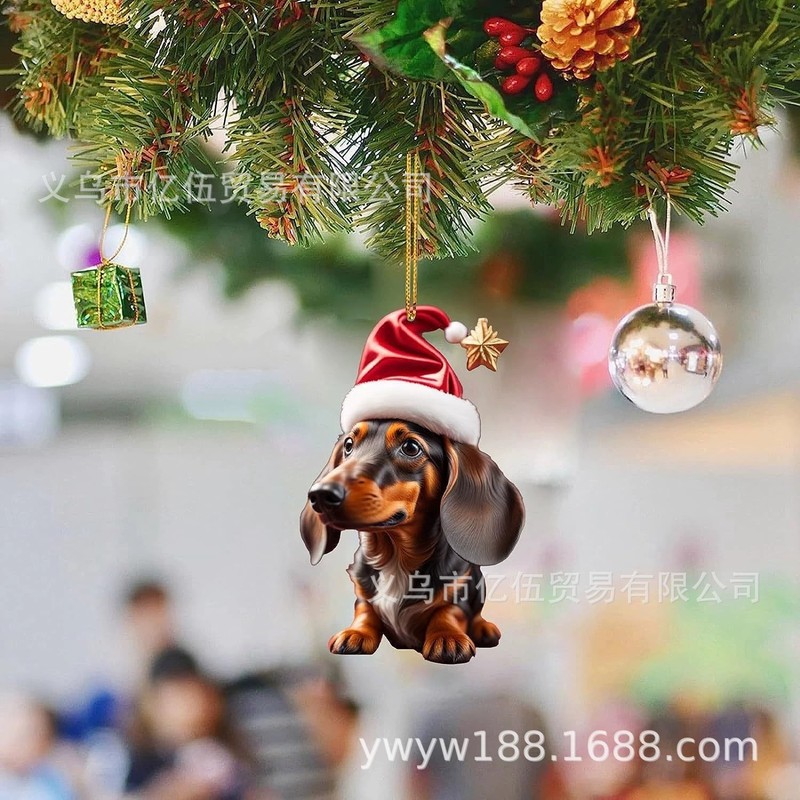 国境を越えた新製品クリスマス趣味ソーセージ犬車載装飾品ペンダントアクリル平面車内装ペンダント|undefined