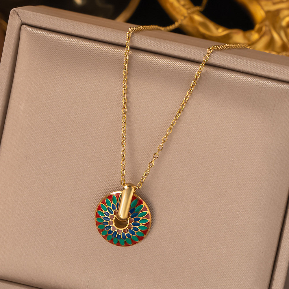 PVD Coated Gold Plating Process Real Gold Plated Plating Material PVD Coated Real Gold Plated 18K Gold Flower 304 Stainless Steel Retro Waterproof Non Tarnish Earrings Necklace