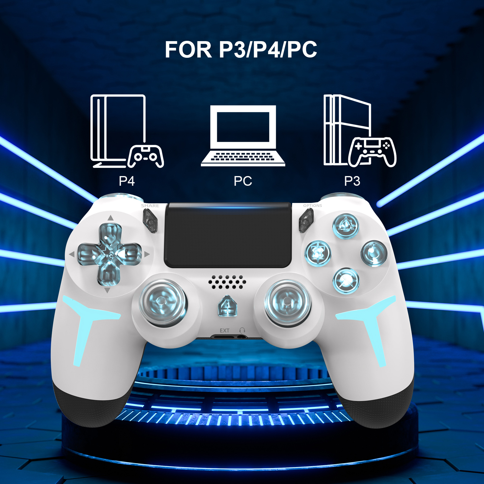Fabricante PS4 inalámbrico bluetooth mano de luz RGB vibración PS4 / PC PC Steam doble mano de juego de línea