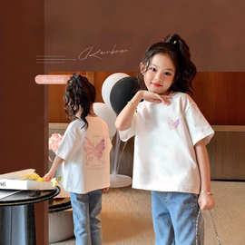 女童2025夏季儿童新款纯棉上衣衣服打底女孩卡通印花半袖甜美T恤