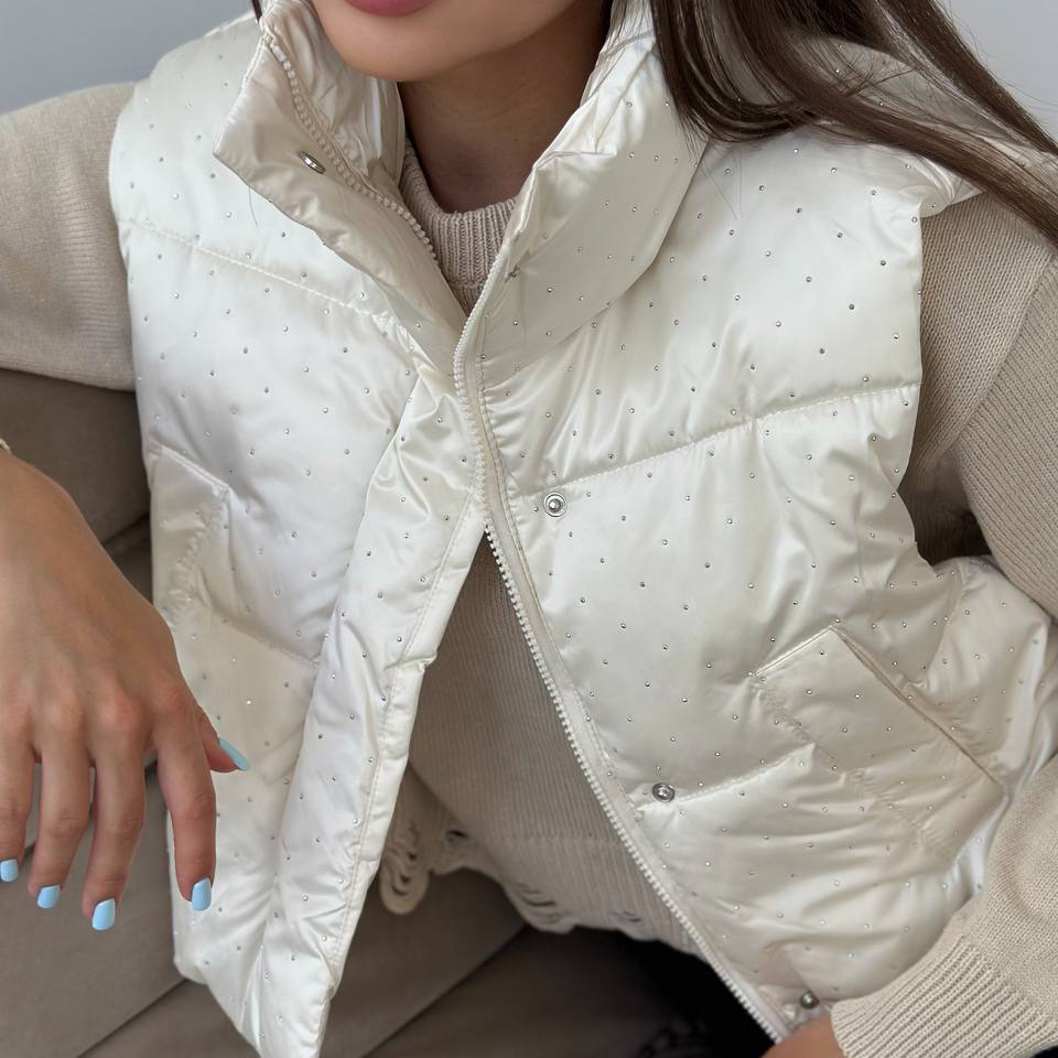 Women's Clothing Cotton vest women 2024 spring and autumn new style stand up collar thickened loose short diamond sleeveless vest jacket_ecoleips.com