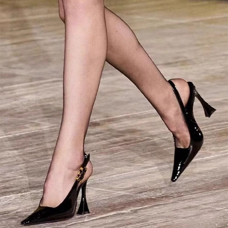Comfortable Sandals for Women, Summer Buckle Pointed Toe High Heels, 2026 Wedding Must-Have, Elegant Lady's Single-Strap Wine Glass Heel