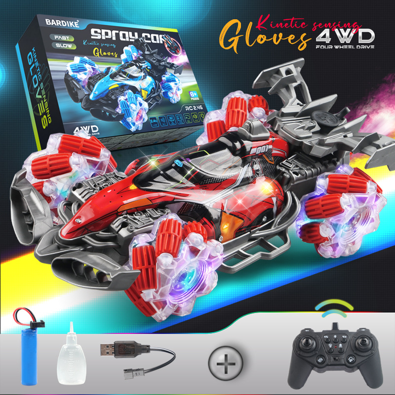 Trucos transfronterizos más vendidos Drift 4WD 2.4G control remoto spray gestos guantes de inducción control remoto coche de carreras de luz y sonido