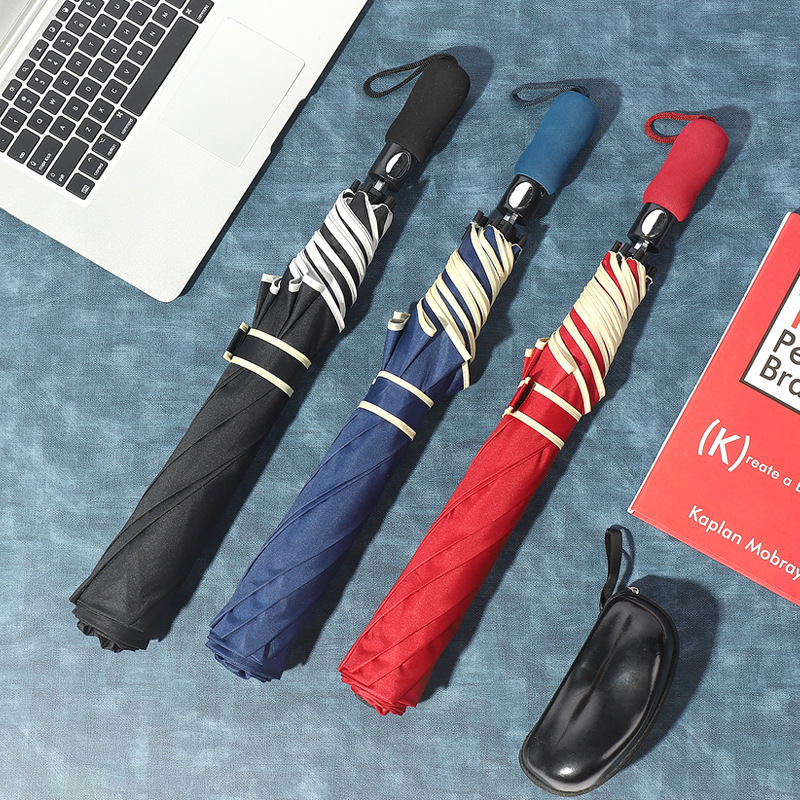 Cross-Border 27inch Automatic Large-Sized Unisex Umbrellas Wholesale Folding Sun and Rain Business Umbrellas Promotional Umbrellas 80% off Golf Umbrellas