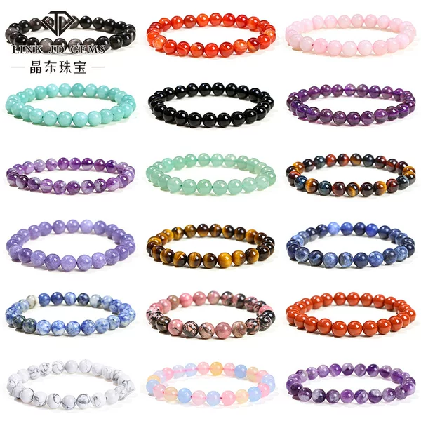 Jingdong Jewelry Natural Crystal Bracelet Agate Tiger's Eye Bracelet Fashion Simple Single Circle Bead Cross-Border Jewelry