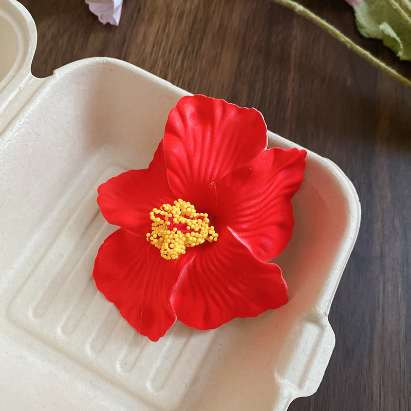 Vacaciones junto al mar simulación de estilo hibisco horquilla de flor de hibisco moda todo-fósforo pinza de pico de pato nicho de alta gama girasol accesorios para el cabello mujeres