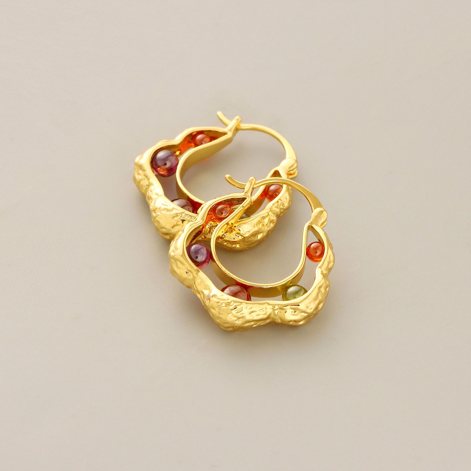 Simple Style Geometric Copper Gold Plated Artificial Gemstones Dangling Earrings 1 Pair