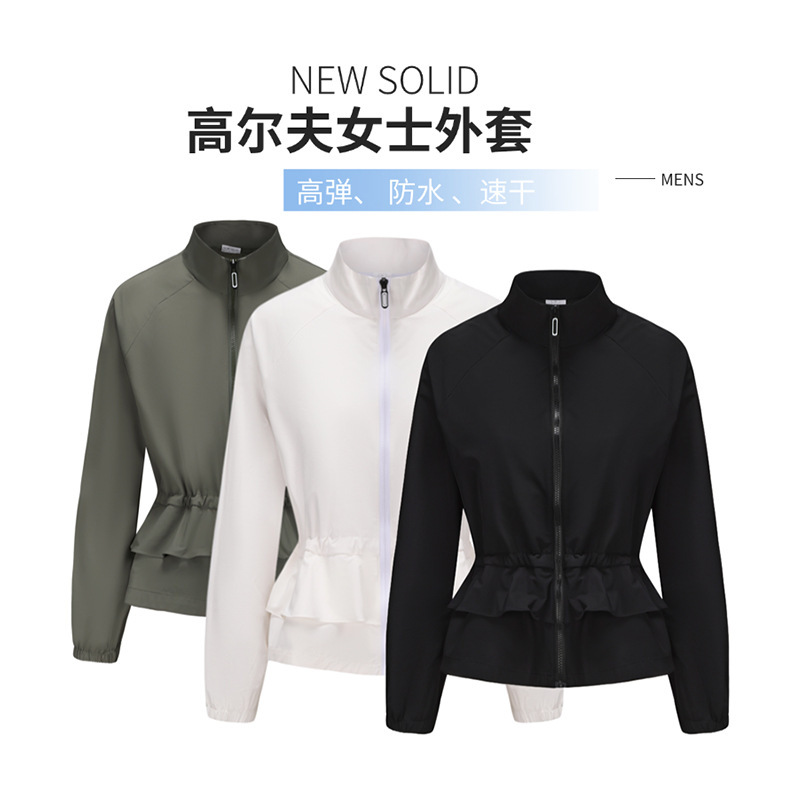 Golf Jacket Women's Autumn and Winter New Clothes Jersey Outdoor Style Sports Zipper Stand Collar Long-Sleeved Korean Top Golf Jacket Women's Autumn and Winter New Clothes Jersey Outdoor Style Sports Zipper Stand Collar Long-Sleeved Korean Top