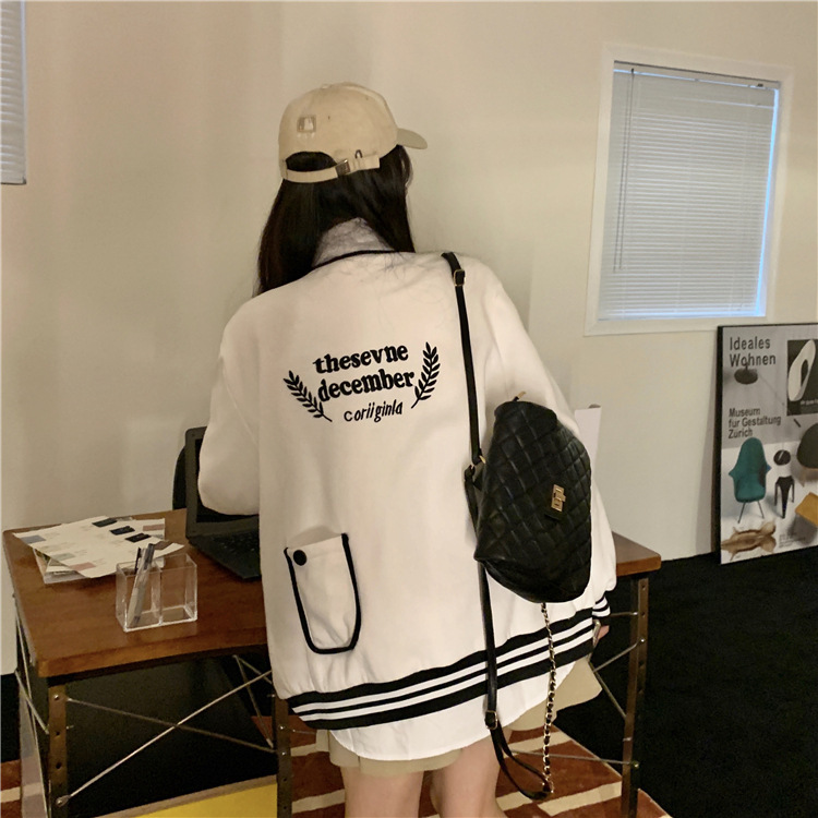 小香风2025新款日系校标开衫棒球服夹克女秋冬韩版学生刺绣宽松棒|undefined
