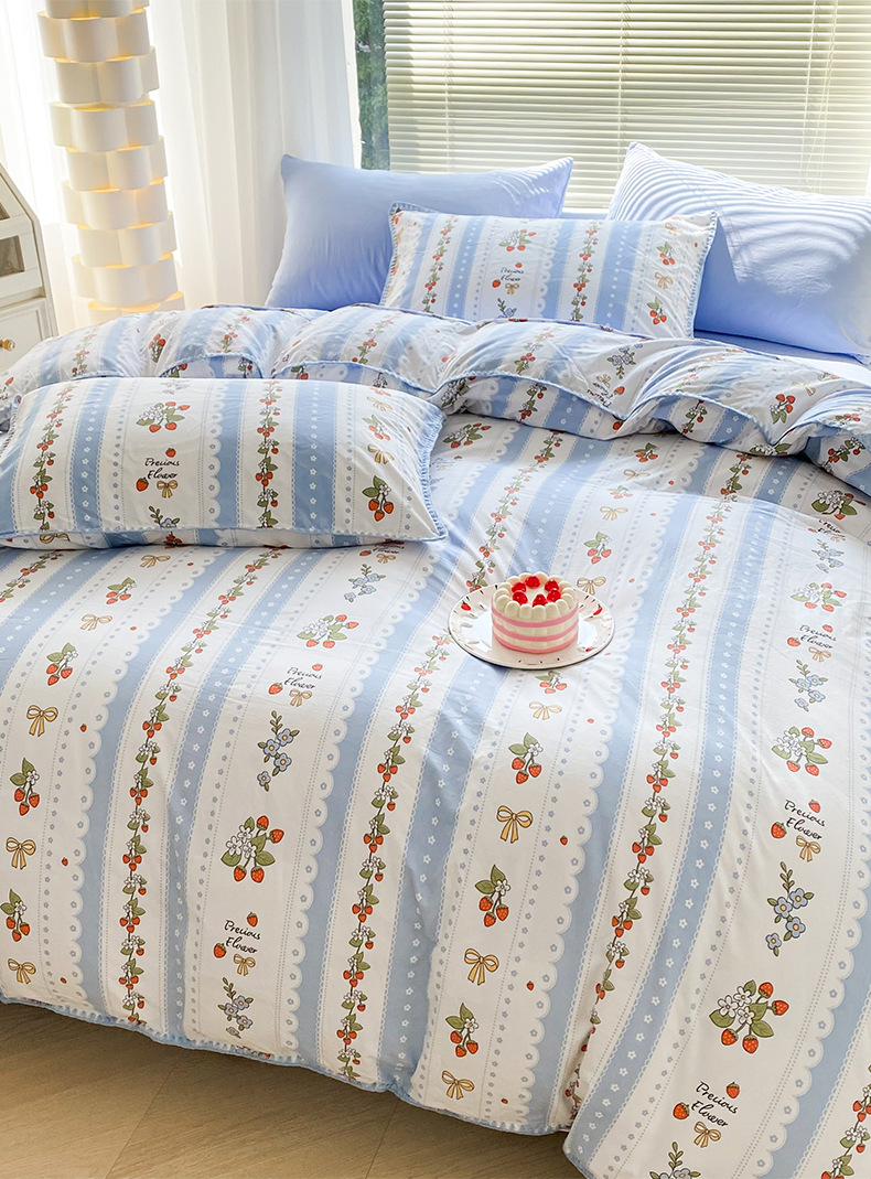 Ensemble de lit et drap-housse quatre pièces avec broderie de fil Double couche, lavage Instagram, nouveauté 2024_voghion.com