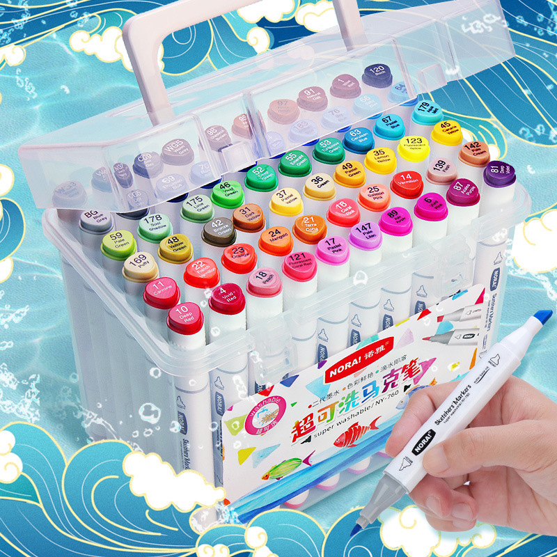 軟頭可水洗雙頭馬克筆套裝兒童幼兒彩色筆美術畫畫塗鴉筆學生工廠