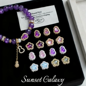 High Color Retention Real Gold Plated Zirconium Five-Pointed Star Gourd Spacer Crystal Handmade DIY Material Beaded Bracelet Accessories