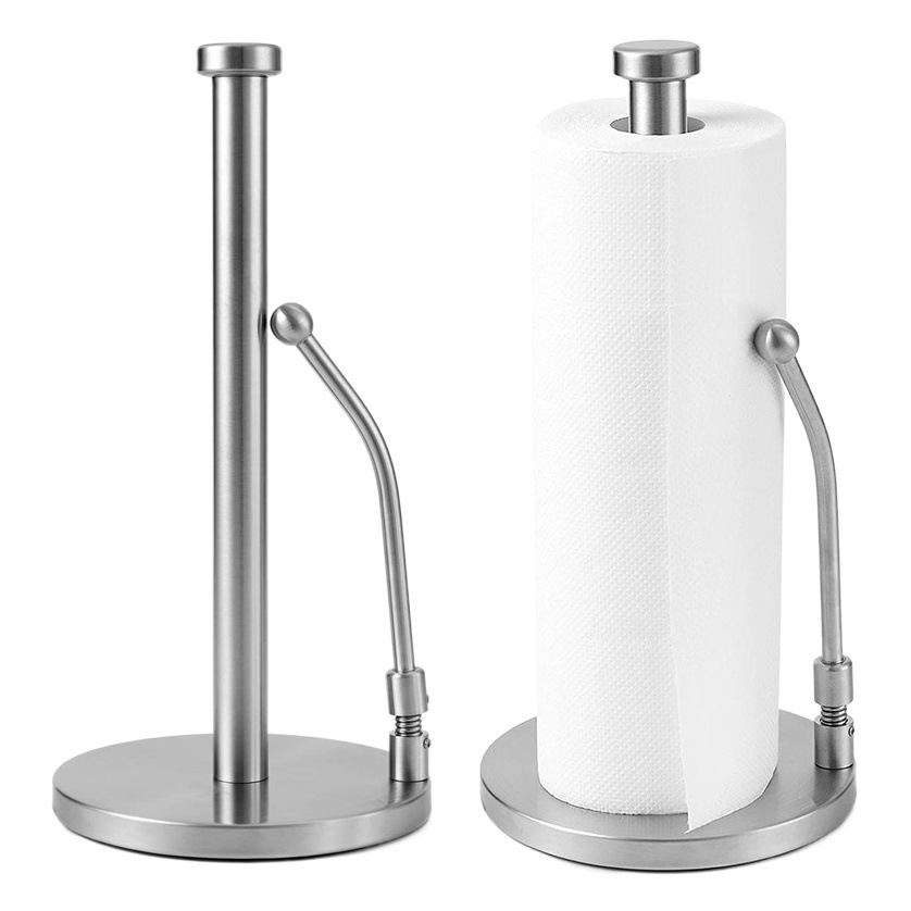 Soporte para rollo de papel de cocina de acero inoxidable, soporte vertical para toallas de papel, soporte para rollo de papel, soporte para envoltura de plástico, soporte para toallas de papel, estante de almacenamiento para toallas de papel