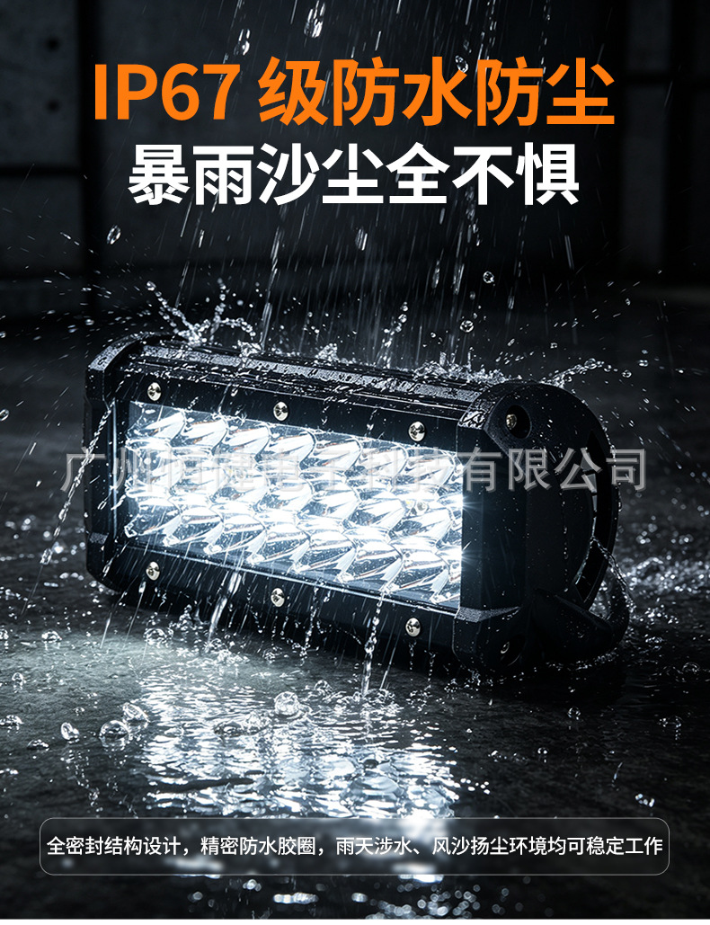 24-LED Car Work Light 7inch Off-Road Spotlight IP67 Waterproof Roof-Mounted Auxiliary Light for Truck Repair