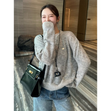 韩版气质灰色针织上衣女2025秋季新款时尚减龄洋气显瘦内搭打底衫