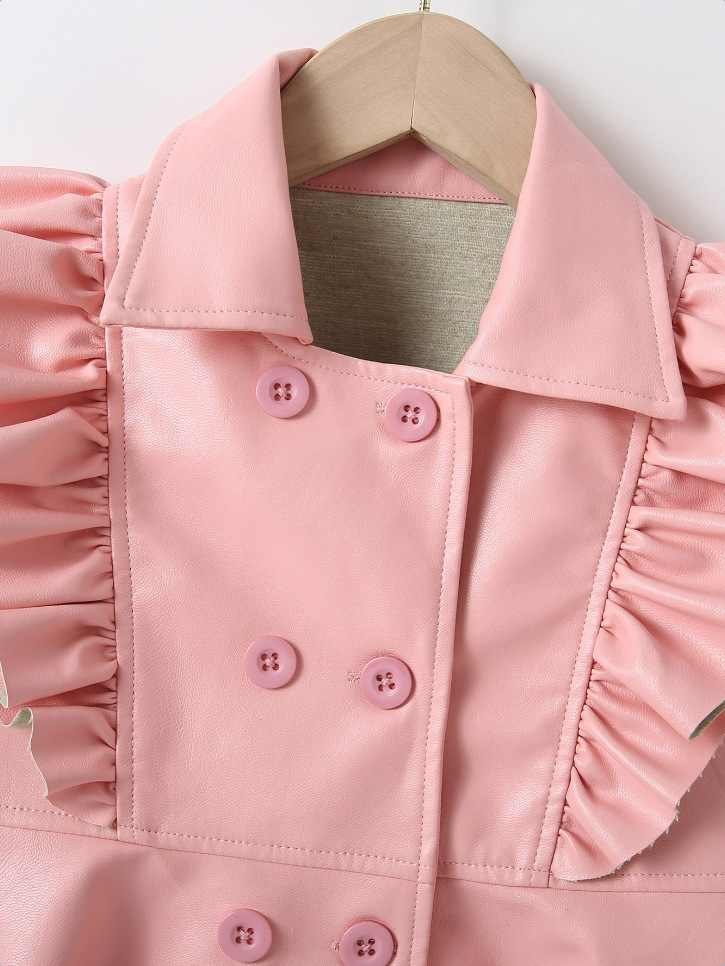 Mädchen Kunstleder Kleid Mit Rüschensaum Im Punk Stil Für Schule_voghion.com