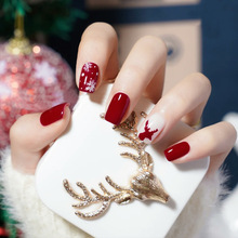 红色圣诞穿戴美甲假指甲片贴成品