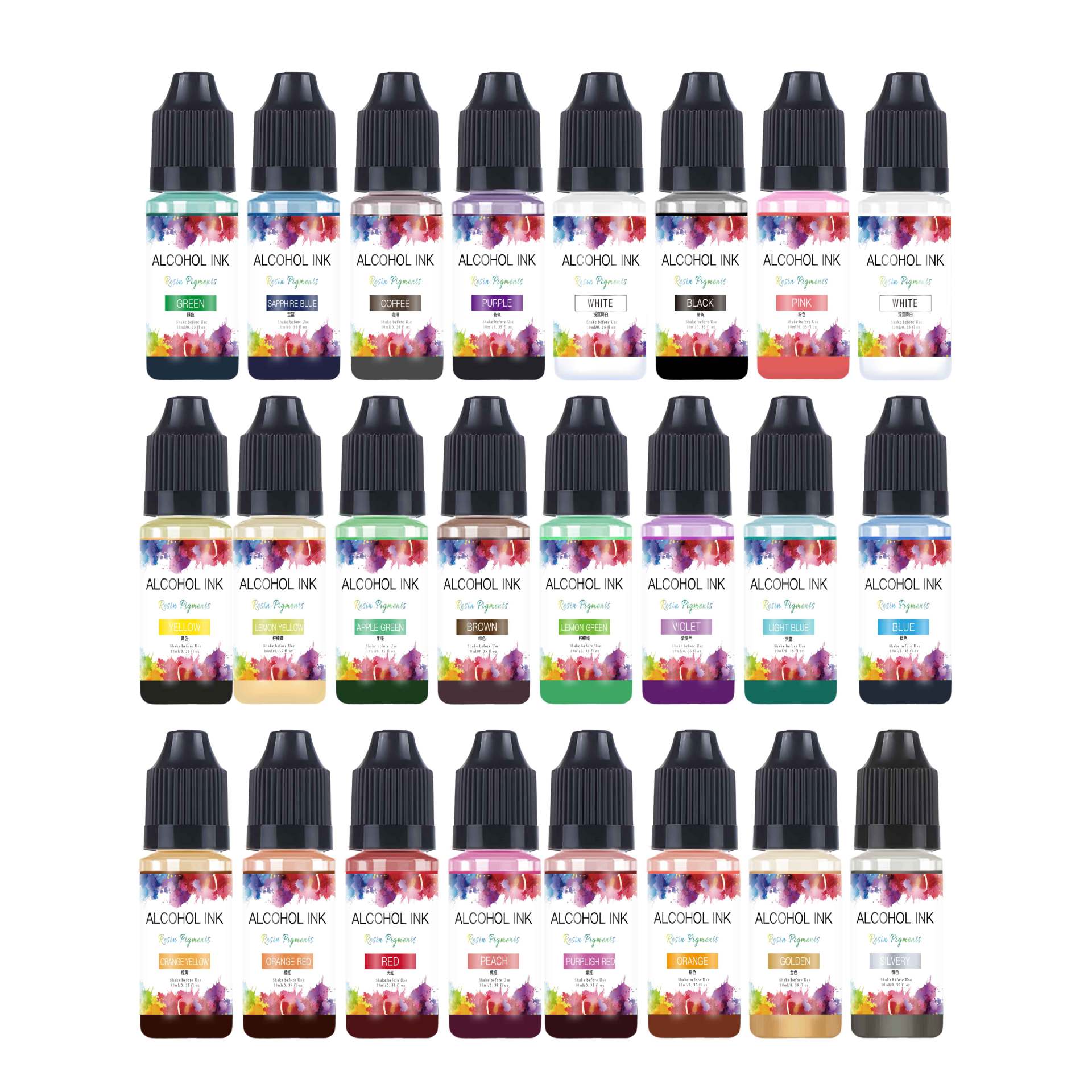 Cross border Amazon 26 color crystal drop glue diffusion gold silver precision 3D blending fluid pig