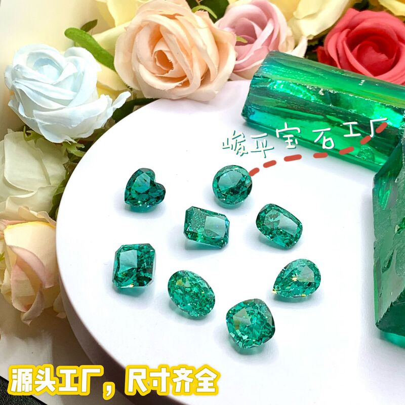 Wuzhou 5A Paraíba Blue Green High Carbon Diamond Ice Flower Bare Stone cz Diamond Wuzhou Artificial Gem Factory