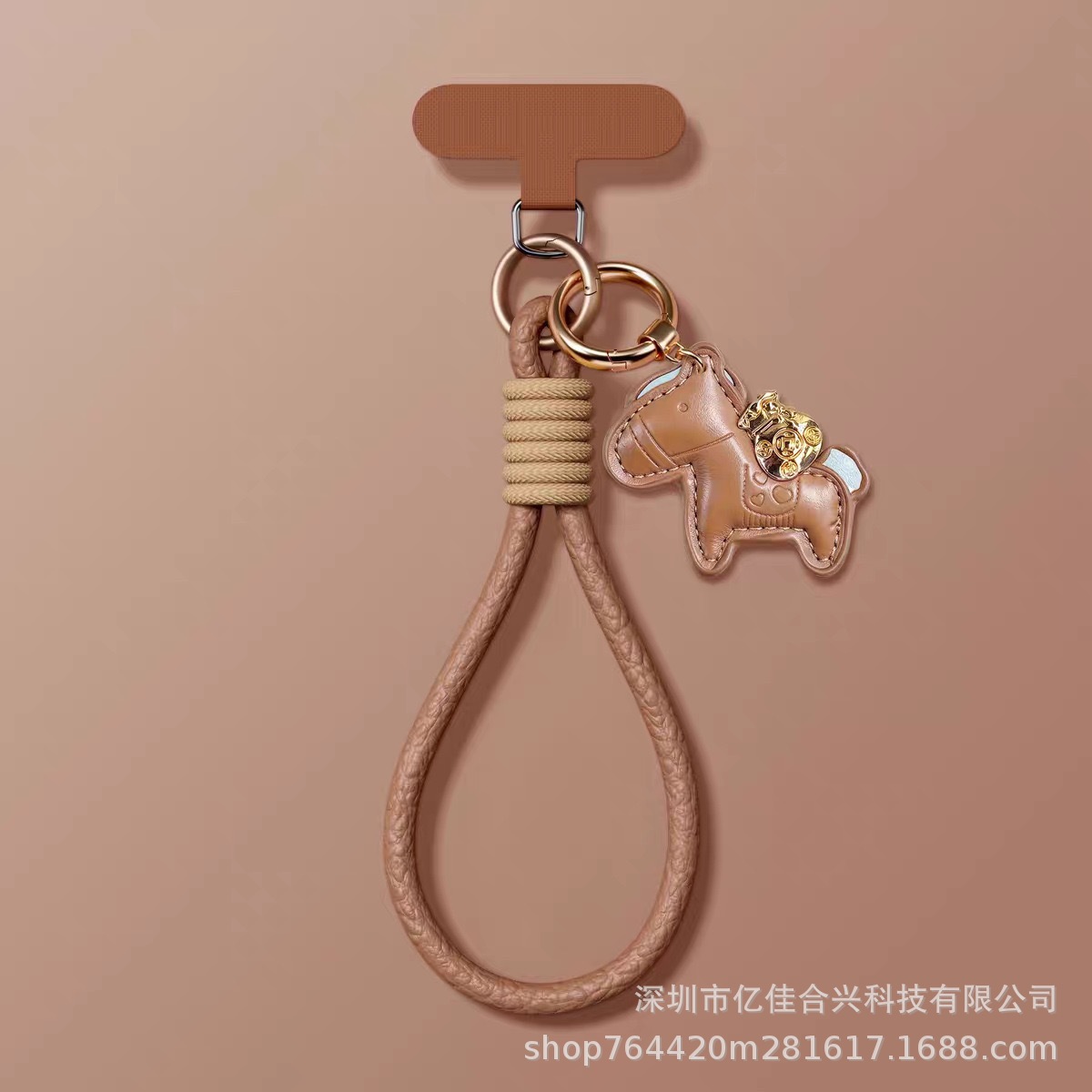 Año Nuevo cuero de pony teléfono móvil cuerdas de inmediato dinero muñeca corta bolso colgante de llaveros anti-perdida corto