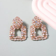 跨境欧美大牌时尚夸张个性潮流AB彩钻几何镂空耳坠  气质百搭女款