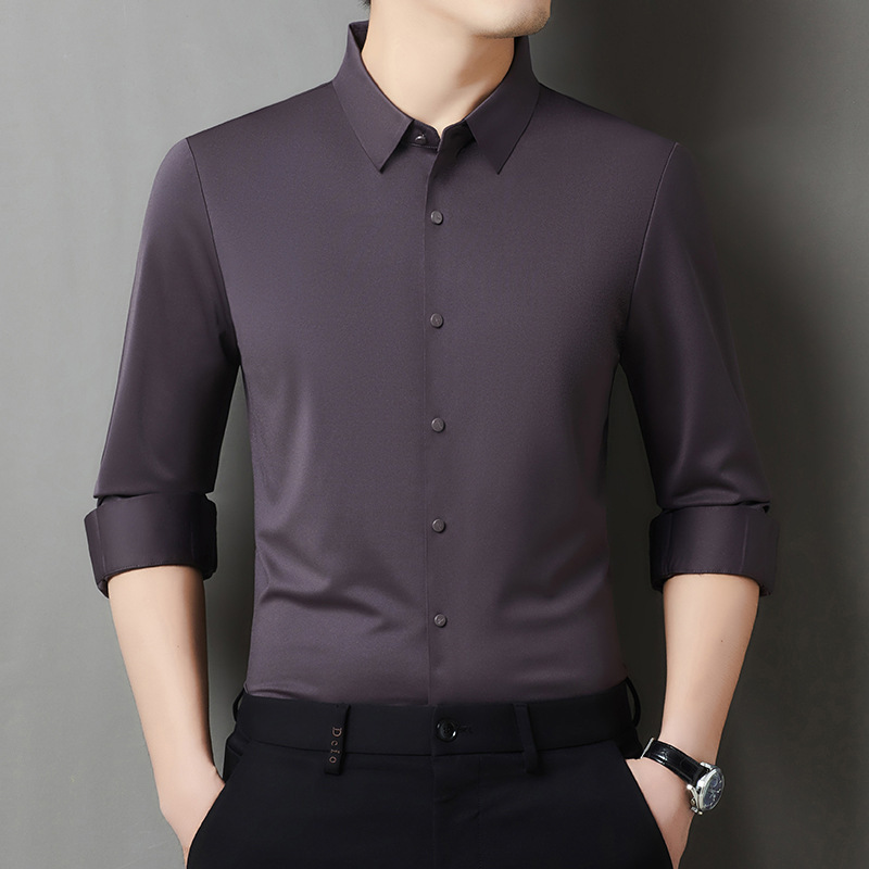 American Tommy high-end men's shirt, men's silk business casual long-sleeve shirt, seamless, drapey, wrinkle-free shirt American Tommy high-end men's shirt, men's silk business casual long-sleeve shirt, seamless, drapey, wrinkle-free shirt