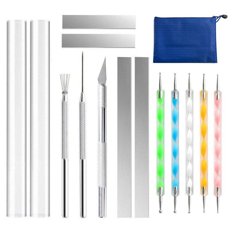 Herramientas de cerámica transfronterizas 15 unidades traje cuchillo de talla siete detalles aguja taladro pluma DIY arcilla acrílico palo