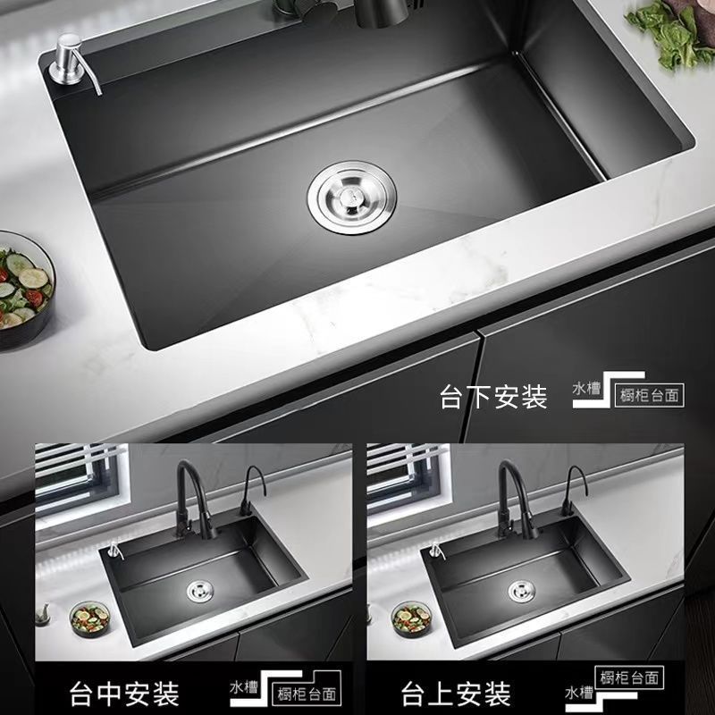 キッチン手作りシンクシングルシンクステンレス鋼家庭用シンク家庭用多機能大型シングルシンクシンク|undefined