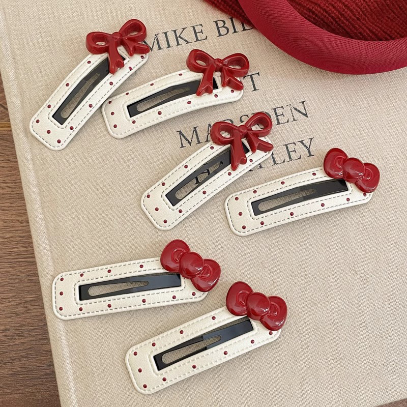 Correo rojo ondulado punto arco dulce corteza broca de cabello bb lateral broca de cabello broca de cabello niños rotos broca de cabello