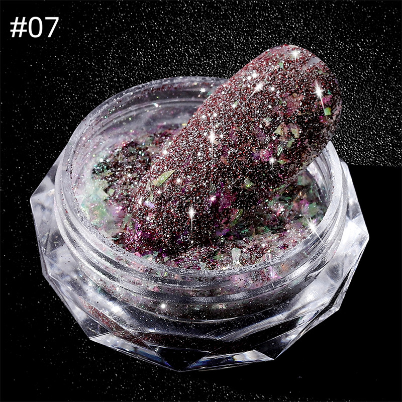Internet celebridad nueva fantasía manicura Opal brocado diamante polvo flash polvo reflectante diamante lentejuelas disco flash polvo