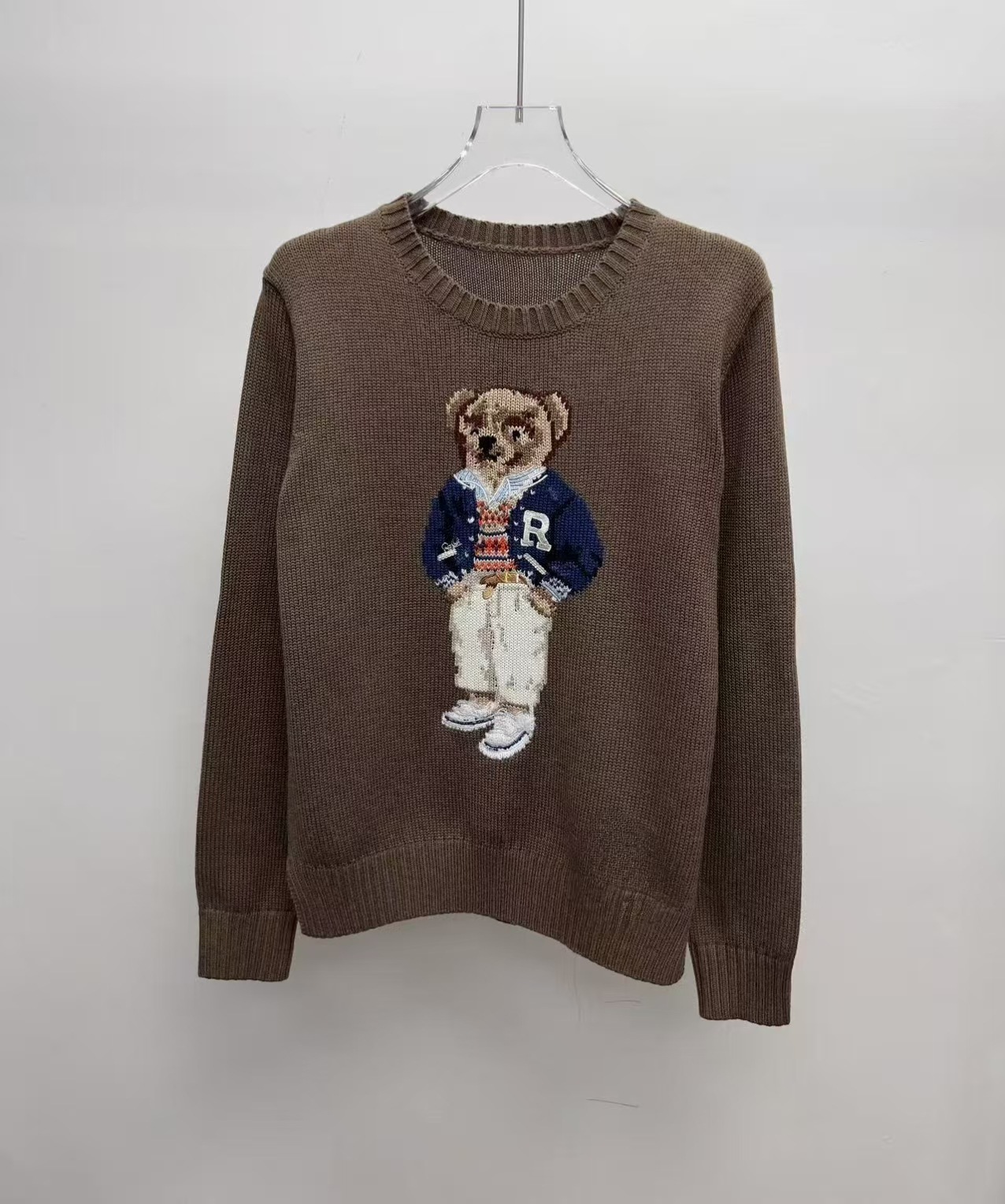 Polo Ralph Lauren Polo Bear Crewneck Sweater Wool Blend Brown