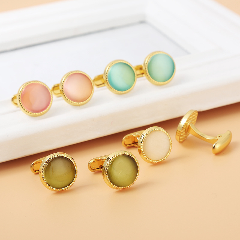 neue runde Manschettenknöpfe mit Diamantkristall, modische, hochwertige Manschettenknöpfe aus Zirkon_voghion.com