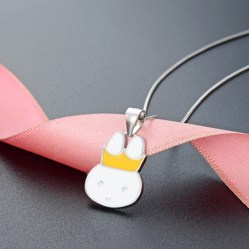 925 plata esterlina collar de aceite de goteo de animales collar de clavícula de mujer Europa y América dibujos animados creativos transfronterizos lindos colgante de conejo