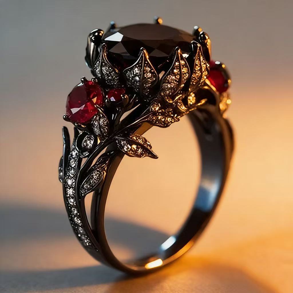 European and American cross-border rose flower ring for women, eco-friendly zinc alloy, light luxury vintage ring, fashionable design, couple's ring